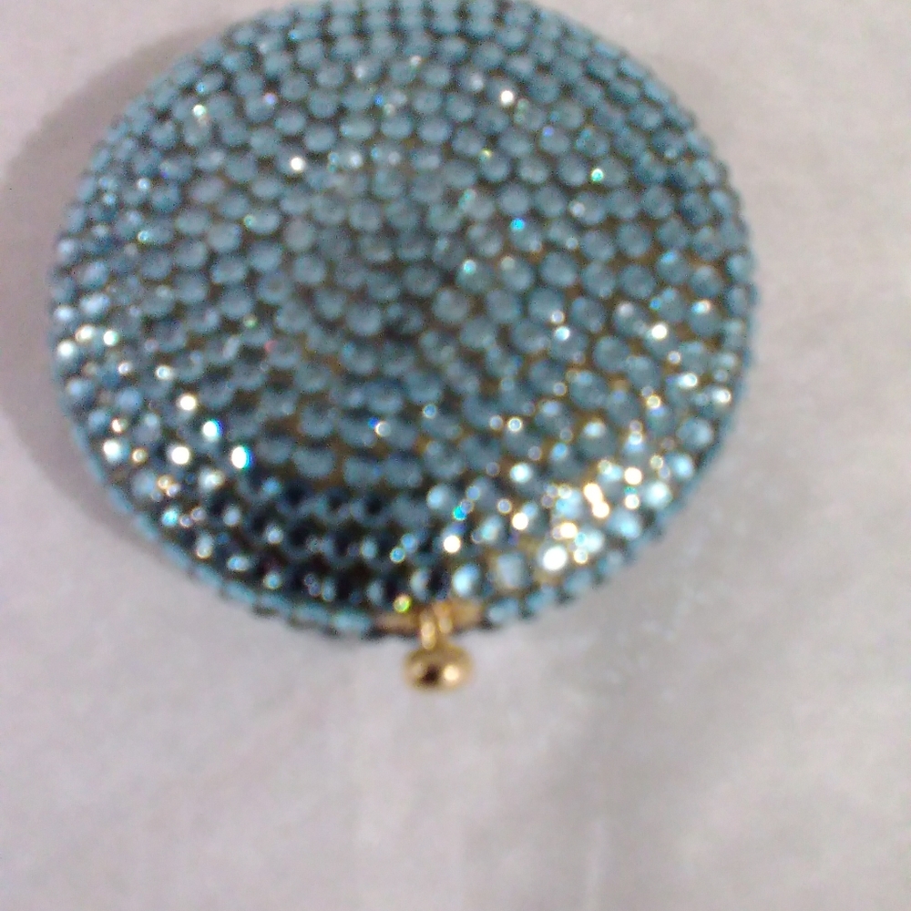 Estee Lauder Kathrine Bauman blue rhinestone collector compact
